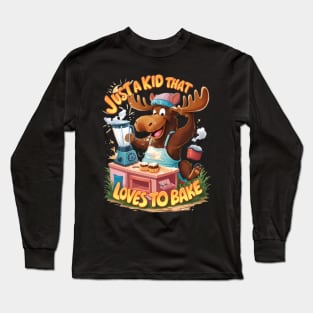 Moose Chef Cooking Up a Storm Long Sleeve T-Shirt